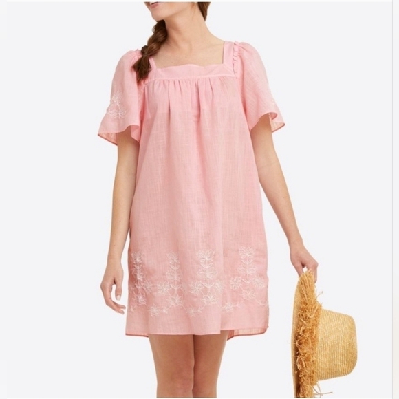 Draper James Maren Shift Dress in Pink Embroidered Floral Light Pink Size 2X - Picture 1 of 15